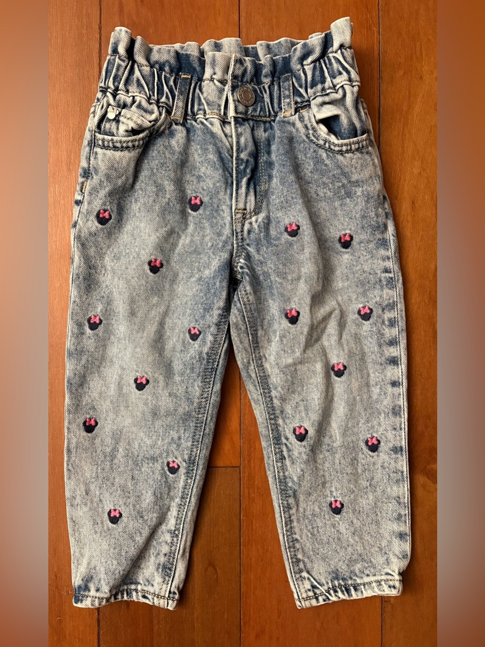 Gap Disney girls size 3 Minnie Mouse embroidered jeans elastic waist